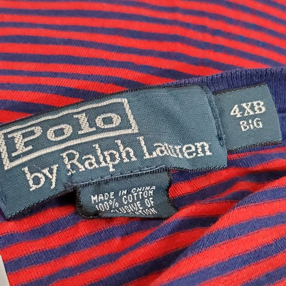 Polo By Ralph Lauren Men Shirt 4XB BIG Red Embroidered Striped Pony READ